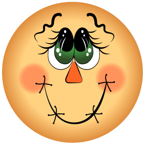 Round smiling scarecrow face 