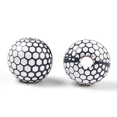 Painted black and white honeycomb wooden beads for crafting and wreath making