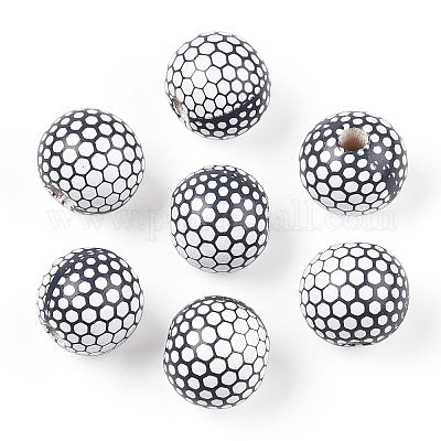 Painted black and white honeycomb wooden beads for crafting and wreath making