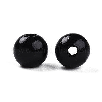 Painted black wooden beads for crafting and wreath making