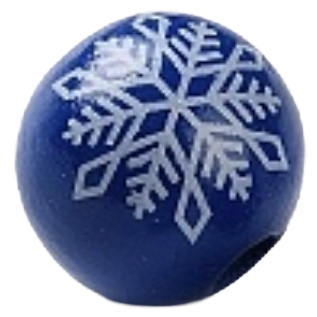 Painted blue and white snowflake wooden beads for crafting and wreath making
