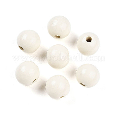 Painted cream wooden beads for crafting and wreath making