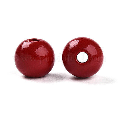 Painted dark red wooden beads for crafting and wreath making