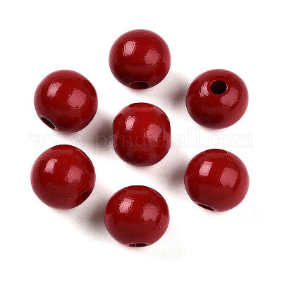 Painted dark red wooden beads for crafting and wreath making