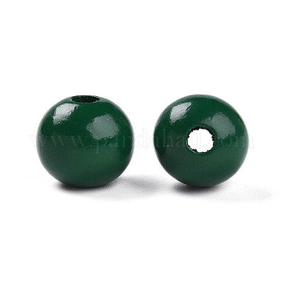 Painted dark green wooden beads for crafting and wreath making