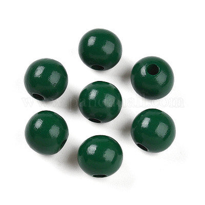 Painted dark green wooden beads for crafting and wreath making