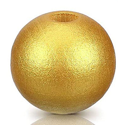 Painted gold wooden bead for crafting and wreath making