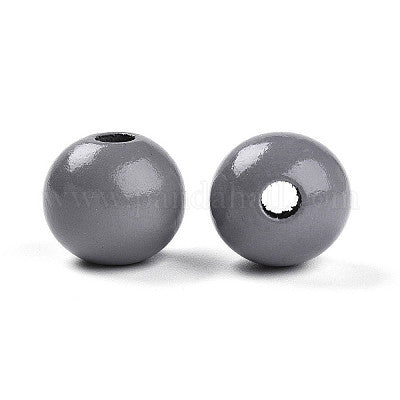 Painted grey wooden beads for crafting and wreath making