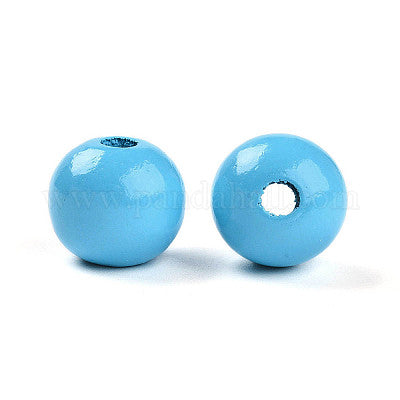 Painted light blue turquoise wooden beads for crafting and wreath making