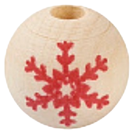 Painted red snowflake wooden beads for crafting and wreath making