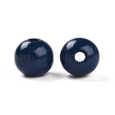 Painted navy blue wooden beads for crafting and wreath making