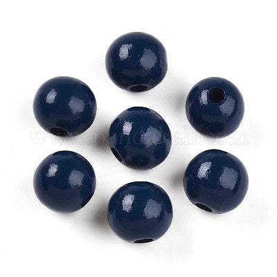 Painted navy blue wooden beads for crafting and wreath making