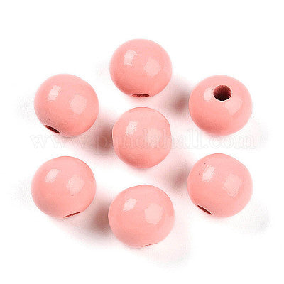 Painted peach wooden beads for crafting and wreath making