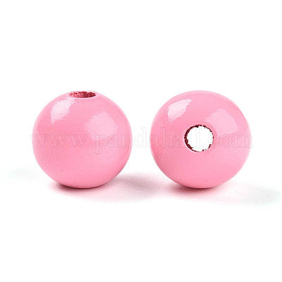 Painted pink wooden beads for crafting and wreath making