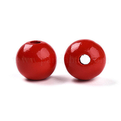 Painted red wooden beads for crafting and wreath making