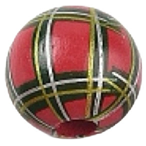 Painted red black gold and silver wooden beads for crafting and wreath making