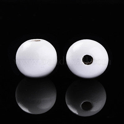 Painted white wooden beads for crafting and wreath making
