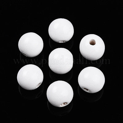 Painted white wooden beads for crafting and wreath making