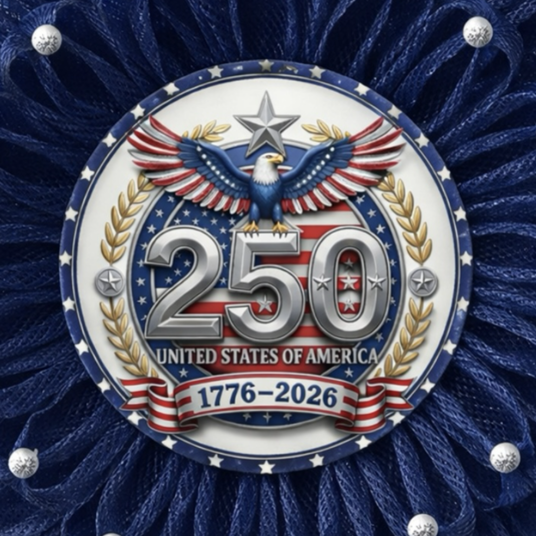USA 250th anniversary eagle themed wreath sign
