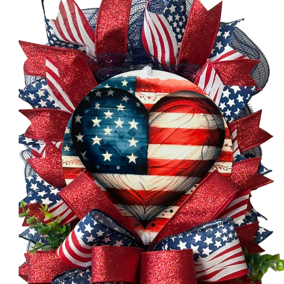 Decorative wreath with American flag design by Monkey's Creations