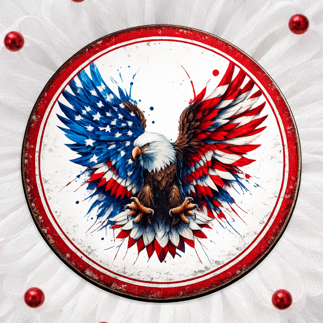 Patriotic USA flag eagle wreath sign