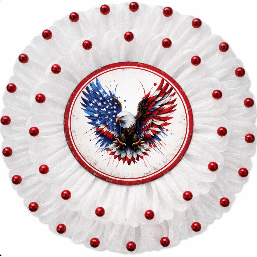 Patriotic USA flag eagle wreath
