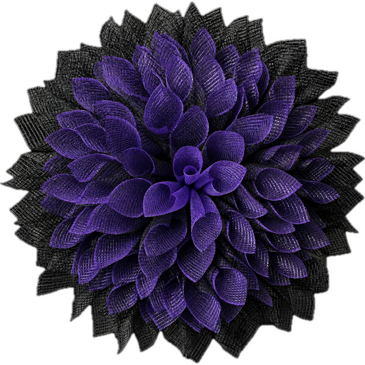 Purple and black deco mesh dahlia flower wreath by Monkey's Creations