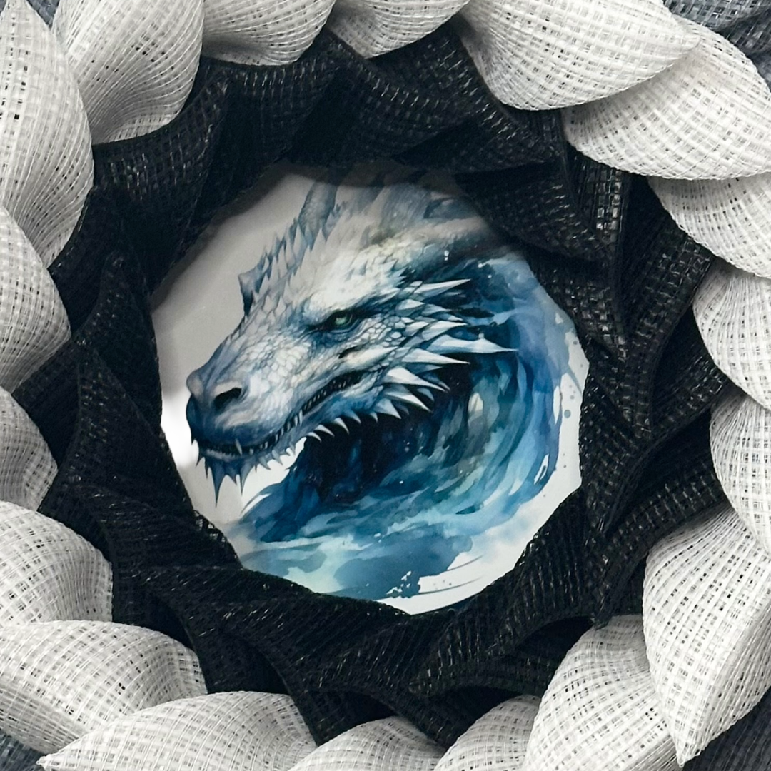 Deco mesh dragon wreath by Monkey's Creations. 