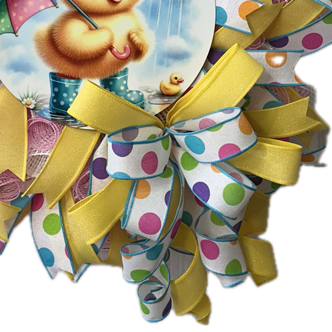 wreath bow made from pastel ribbons