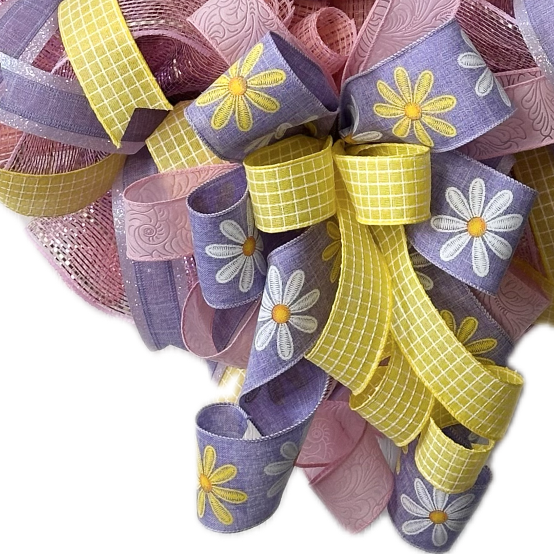 pastel wreath bow made with ribbon