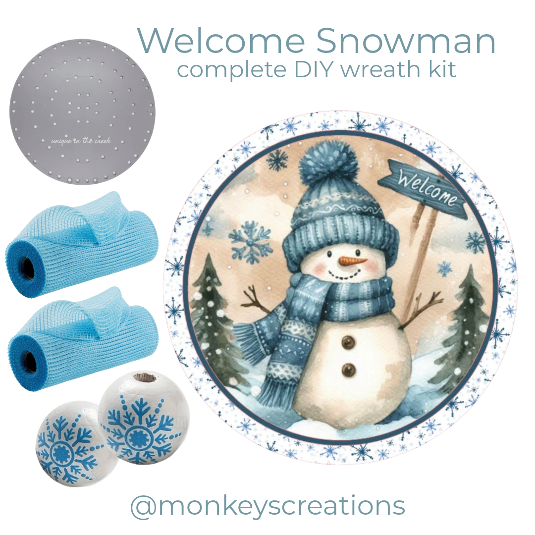 Welcome Snowman DIY wreath kit by Monkey's Creations - Christmas in July. 