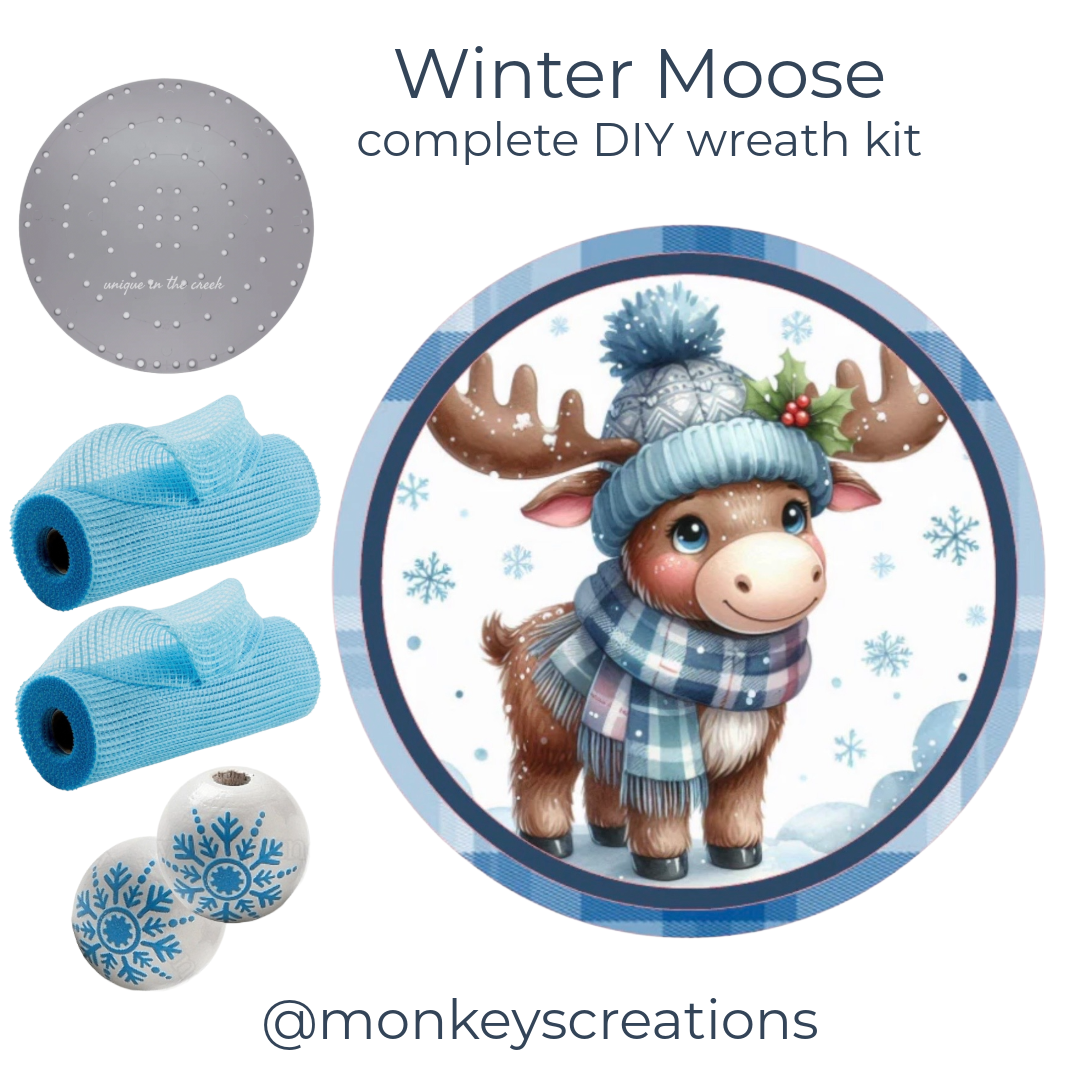 Winter Moose DIY wreath kit by Monkey's Creations - Christmas in July. 