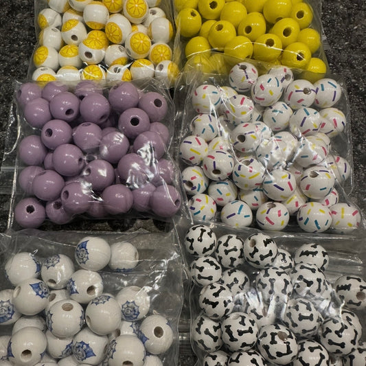 Assorted colorful wooden beads 