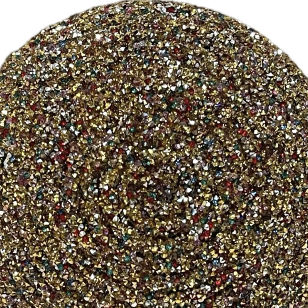 gold rhinestone round flower center on a white background