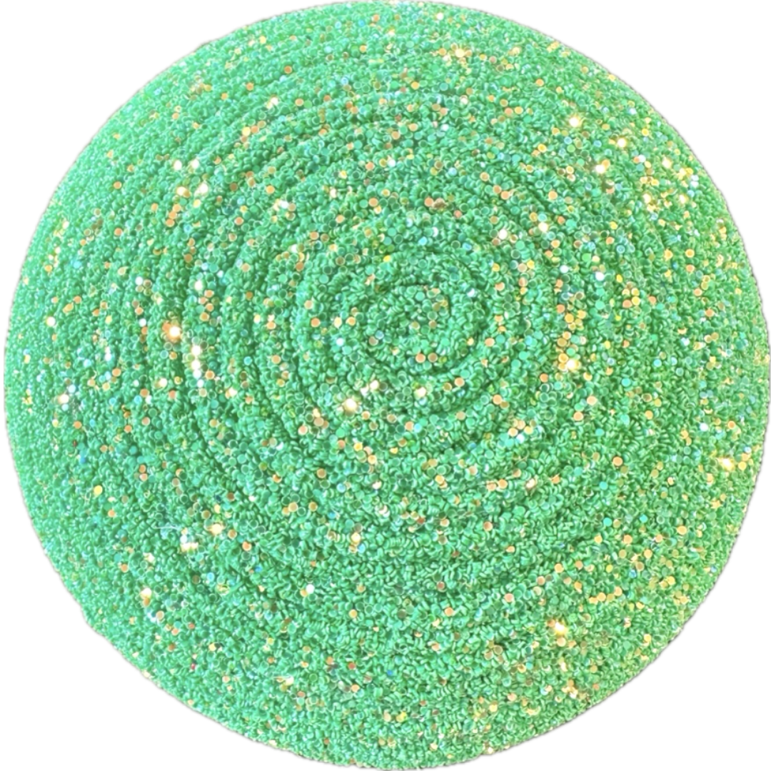 green glitter round flower center