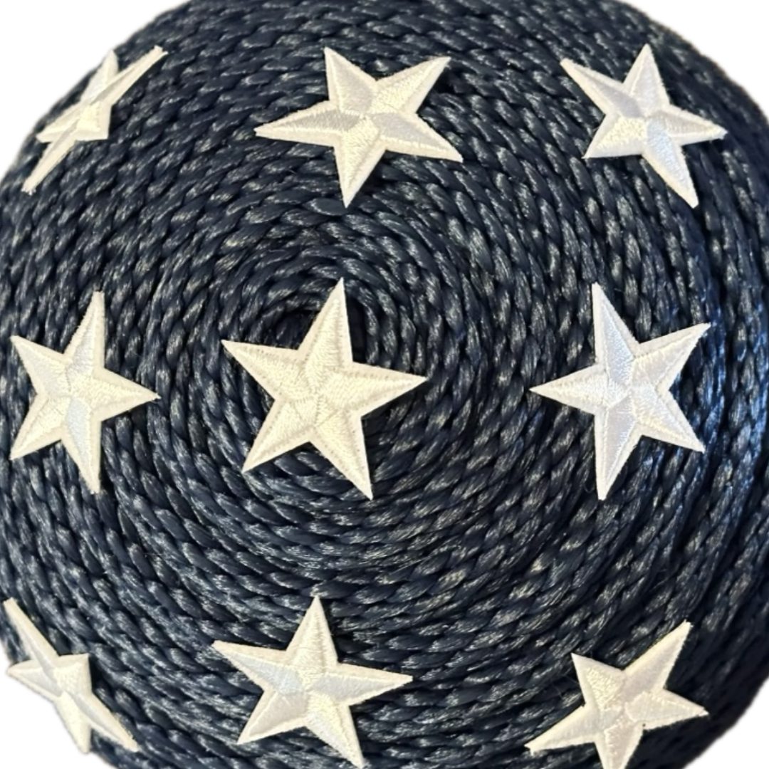 navy rope round flower center with white stars