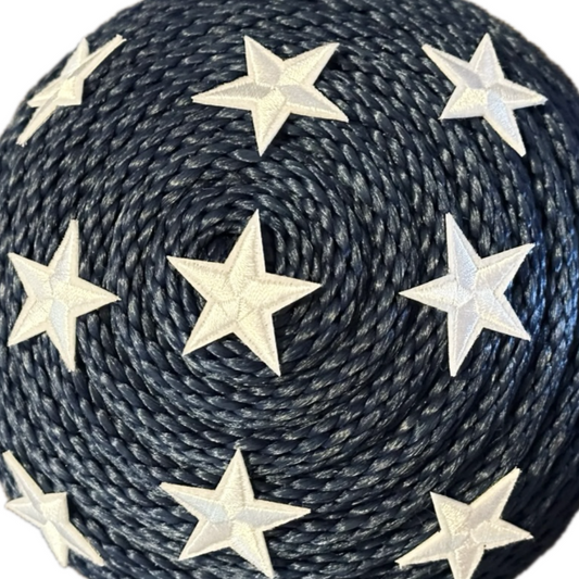 navy rope round flower center with white stars
