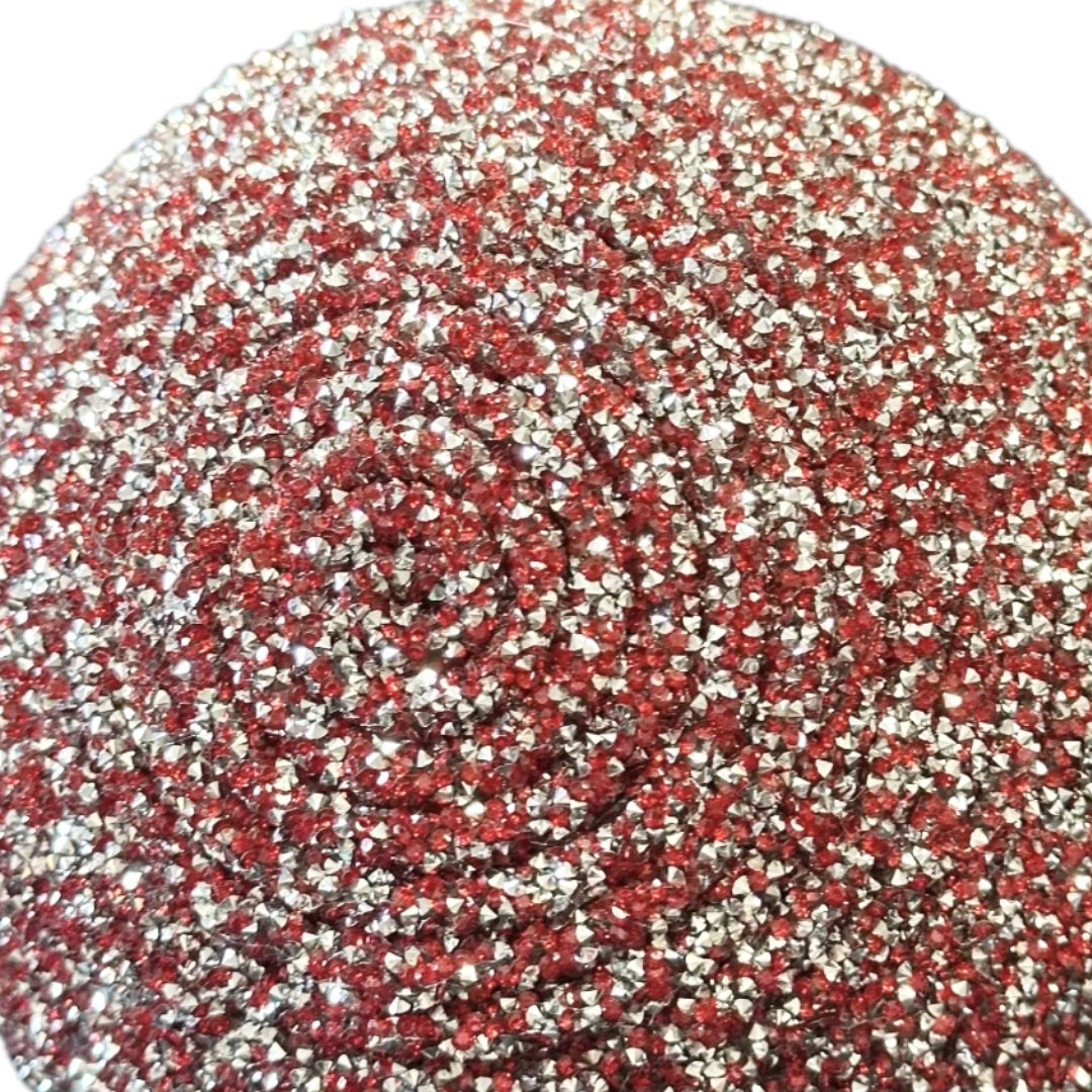 red and silver rhinestone round flower center