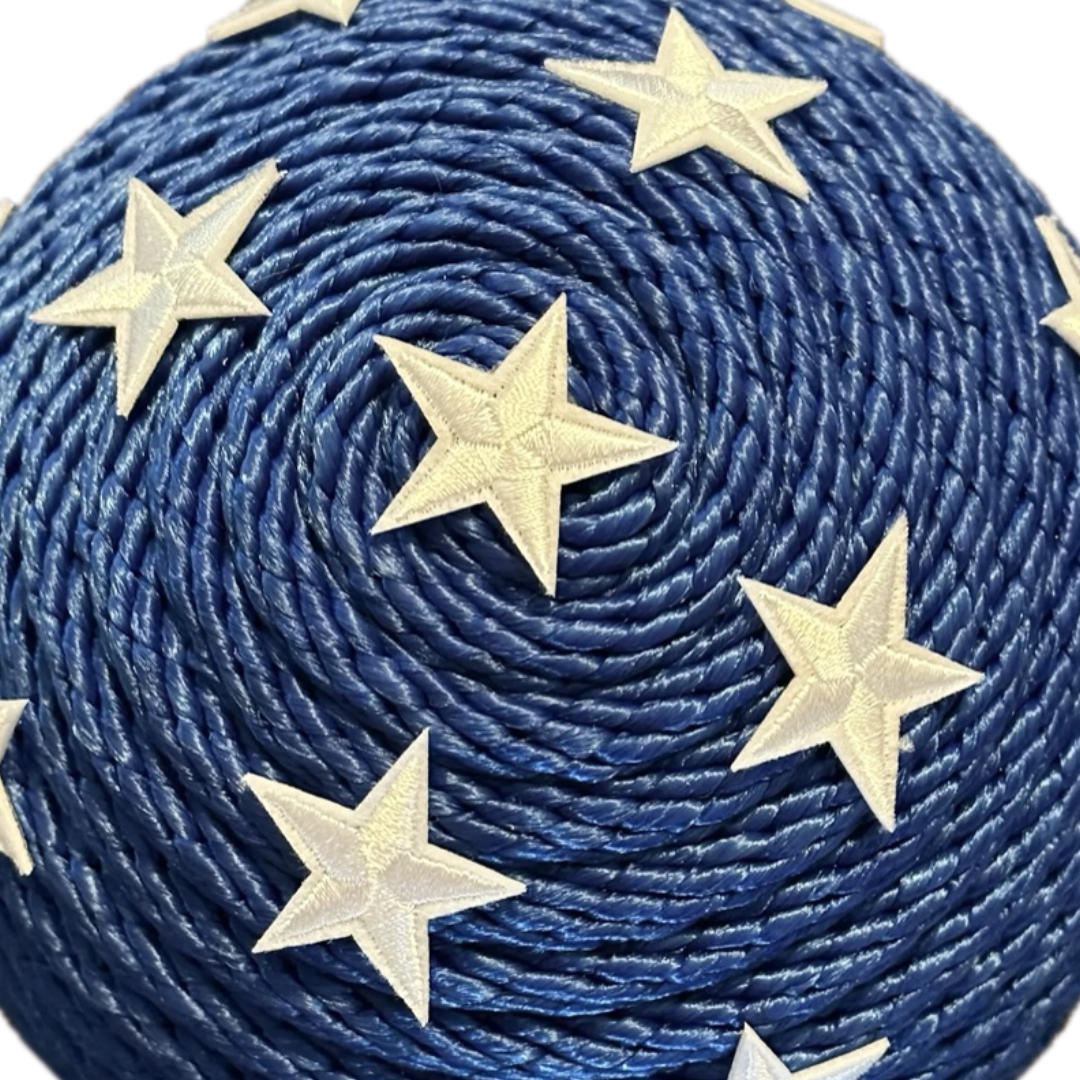 royal blue round flower center with white stars
